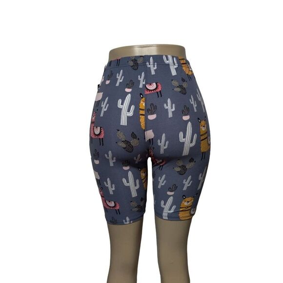 Medium Women/Junior Fashion Biker Shorts Llama Cactus Women's‎ Print - Picture 9 of 9